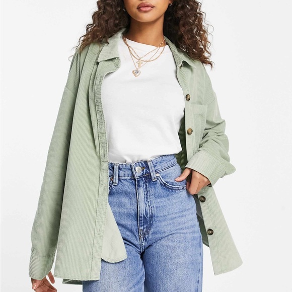 Jackets & Blazers - Hollister cord shacket in green SZ XS